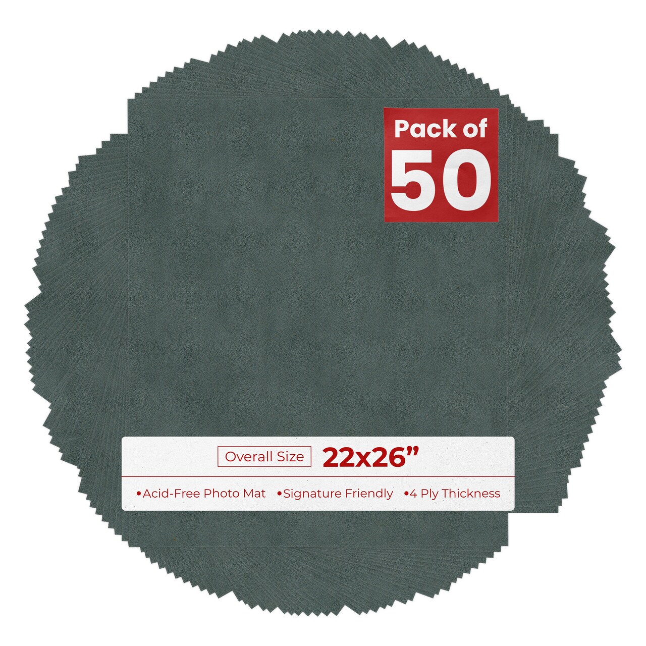 Dark Grey Suede 22x26 Uncut Mat Board - Blank Sheets, No Opening
